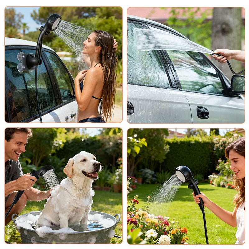 Portable Outdoor Shower Kit, 6000mAh Rechargeable Water Pump with Display for Camping & Pet Bath - Outdoors & Sports Tinker Time