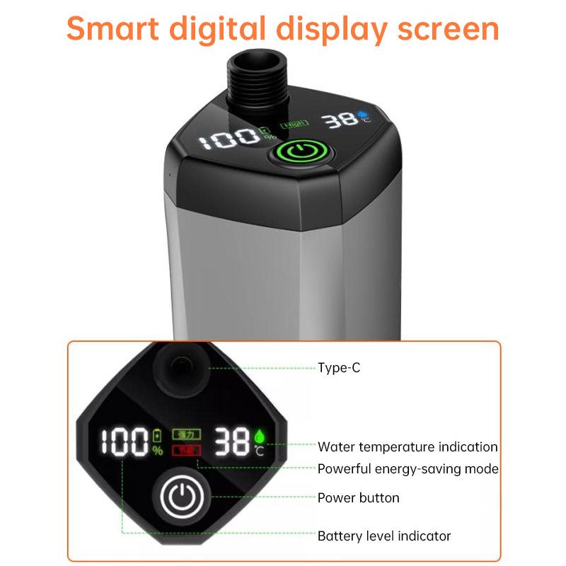 Portable Outdoor Shower Kit, 6000mAh Rechargeable Water Pump with Display for Camping & Pet Bath - Outdoors & Sports Tinker Time