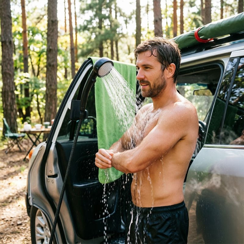 Portable Outdoor Shower Kit, 6000mAh Rechargeable Water Pump with Display for Camping & Pet Bath - Outdoors & Sports Tinker Time
