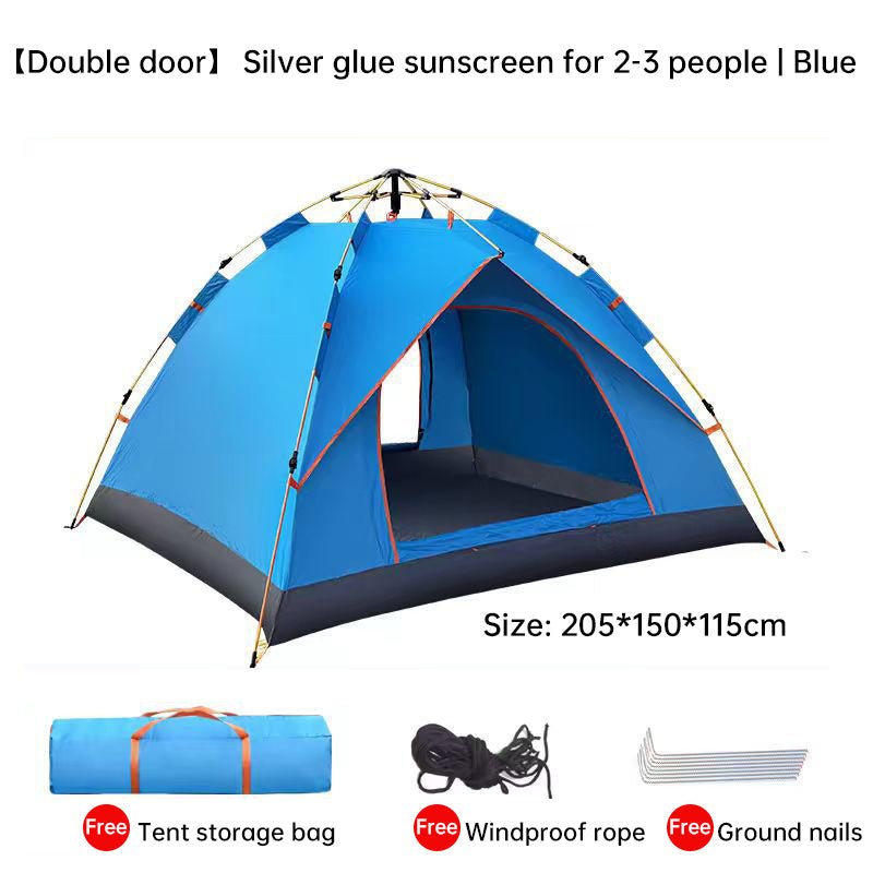 Quick-Deploy Green/White Outdoor Tent, Comfortably Accommodating 3-4 People on Camping Trips - Outdoors & Sports Tinker Time