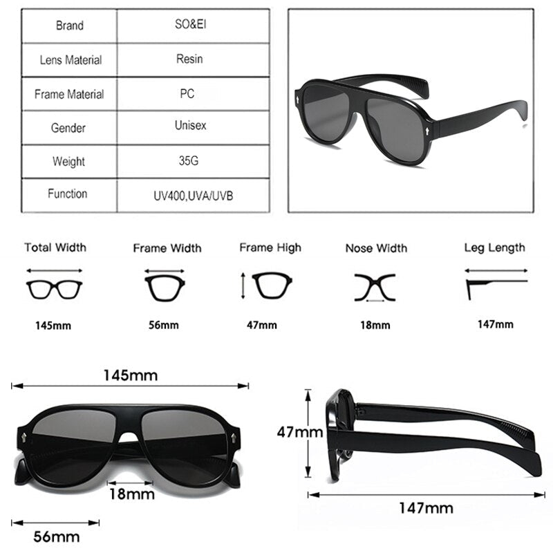 Retro Punk Men Pilot Sunglasses Fashion Rivets Decoration Gradient Eyewear Shades UV400 Women Trending Purple Sun Glasses - Outdoors & Sports Tinker Time