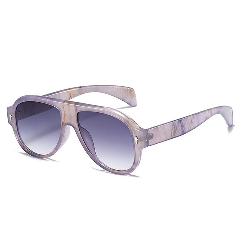 Retro Punk Men Pilot Sunglasses Fashion Rivets Decoration Gradient Eyewear Shades UV400 Women Trending Purple Sun Glasses - Outdoors & Sports Tinker Time