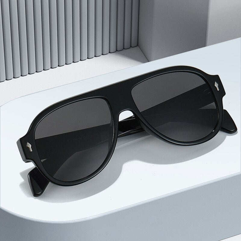 Retro Punk Men Pilot Sunglasses Fashion Rivets Decoration Gradient Eyewear Shades UV400 Women Trending Purple Sun Glasses - Outdoors & Sports Tinker Time