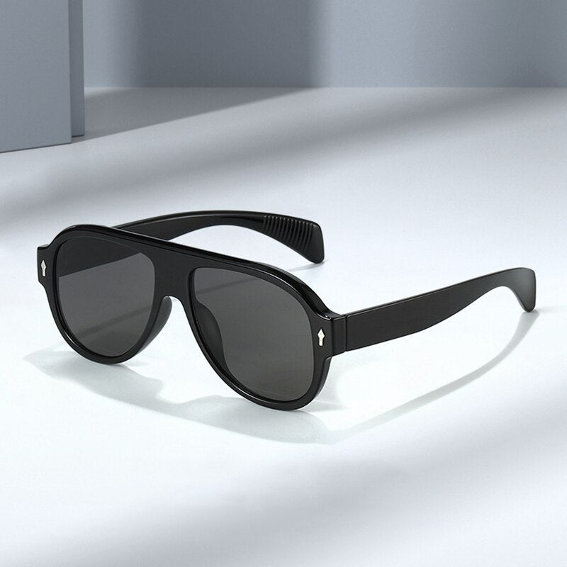 Retro Punk Men Pilot Sunglasses Fashion Rivets Decoration Gradient Eyewear Shades UV400 Women Trending Purple Sun Glasses - Outdoors & Sports Tinker Time