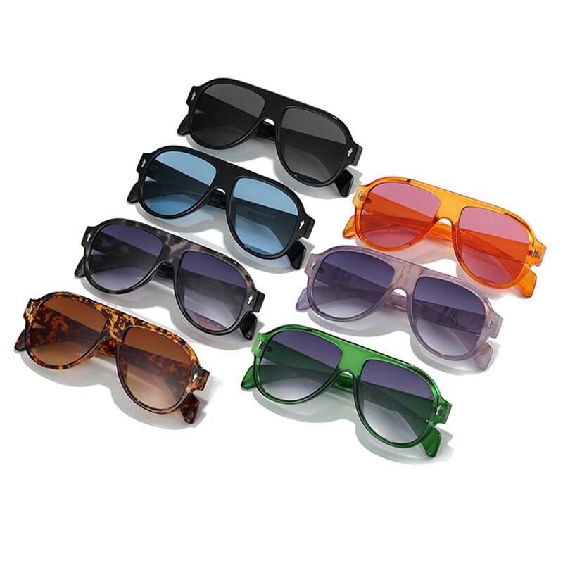 Retro Punk Men Pilot Sunglasses Fashion Rivets Decoration Gradient Eyewear Shades UV400 Women Trending Purple Sun Glasses - Outdoors & Sports Tinker Time