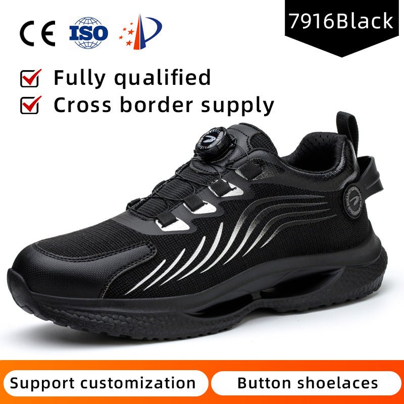 Safety shoes anti smashing anti piercing anti slip wear-resistant steel toe shoes lazy no tie safety shoes - Outdoors & Sports Tinker Time
