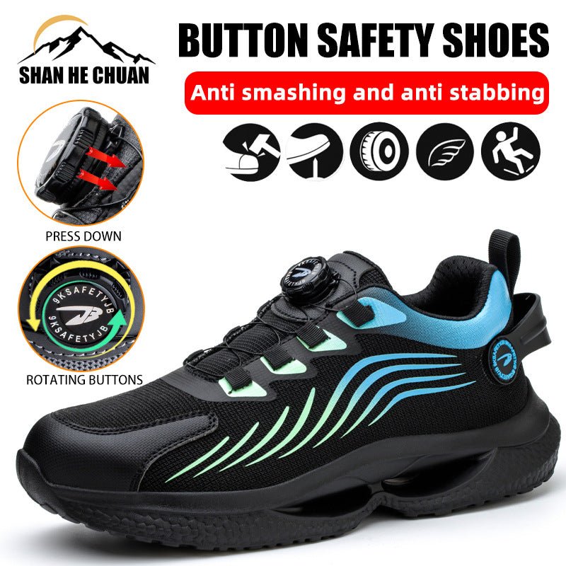 Safety shoes anti smashing anti piercing anti slip wear-resistant steel toe shoes lazy no tie safety shoes - Outdoors & Sports Tinker Time