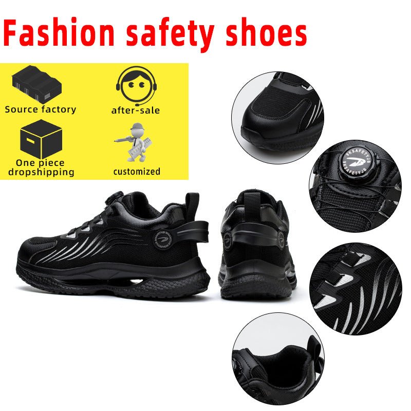 Safety shoes anti smashing anti piercing anti slip wear-resistant steel toe shoes lazy no tie safety shoes - Outdoors & Sports Tinker Time