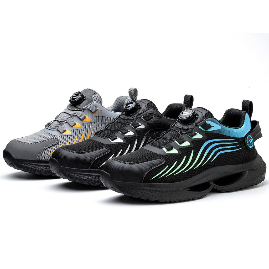 Safety shoes anti smashing anti piercing anti slip wear-resistant steel toe shoes lazy no tie safety shoes - Outdoors & Sports Tinker Time