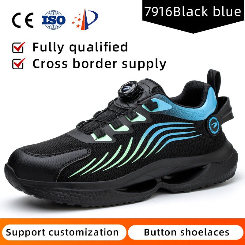 Safety shoes anti smashing anti piercing anti slip wear-resistant steel toe shoes lazy no tie safety shoes - Outdoors & Sports Tinker Time
