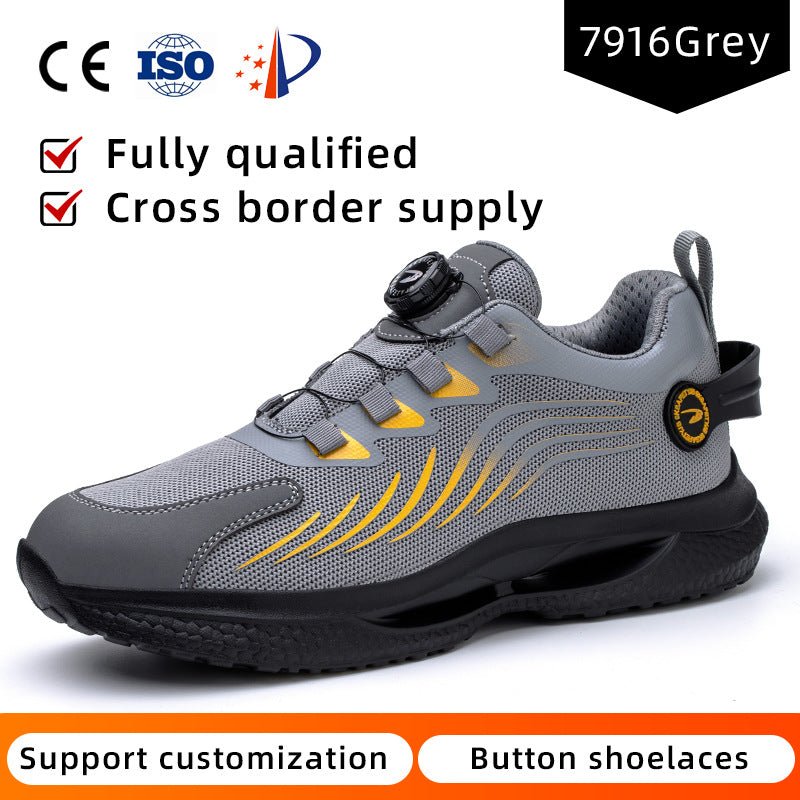 Safety shoes anti smashing anti piercing anti slip wear-resistant steel toe shoes lazy no tie safety shoes - Outdoors & Sports Tinker Time
