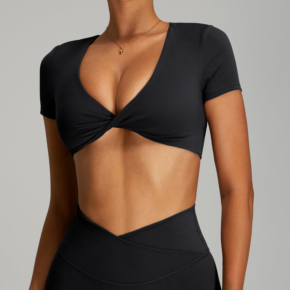 Sexy Backless Yoga Short Sleeve Women's Skin-Tight Fitness Workout T-Shirt Quick-Dry Wearable Yoga Top - Outdoors & Sports Tinker Time