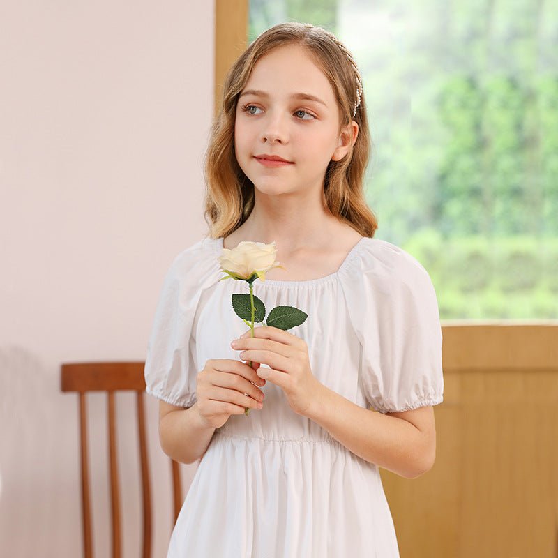 Short Sleeve Long Dress for Girls, Mid to Large Children's Dress - Outdoors & Sports Tinker Time