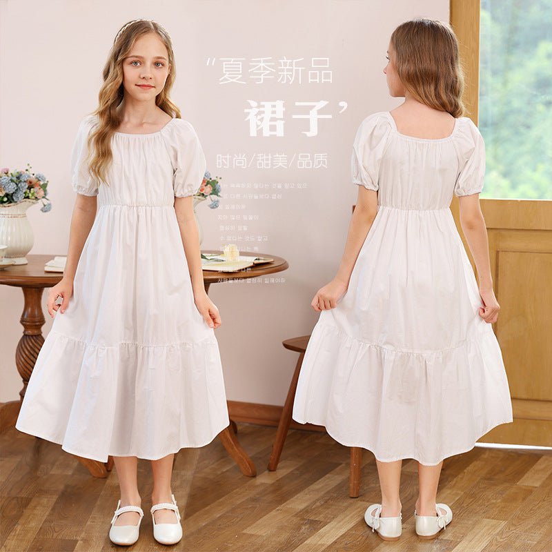 Short Sleeve Long Dress for Girls, Mid to Large Children's Dress - Outdoors & Sports Tinker Time