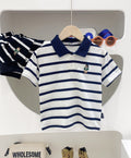 Short Sleeve T-Shirt Turn-Down Collar Striped Baby Trendy T-Shirt for Kids - Outdoors & Sports Tinker Time