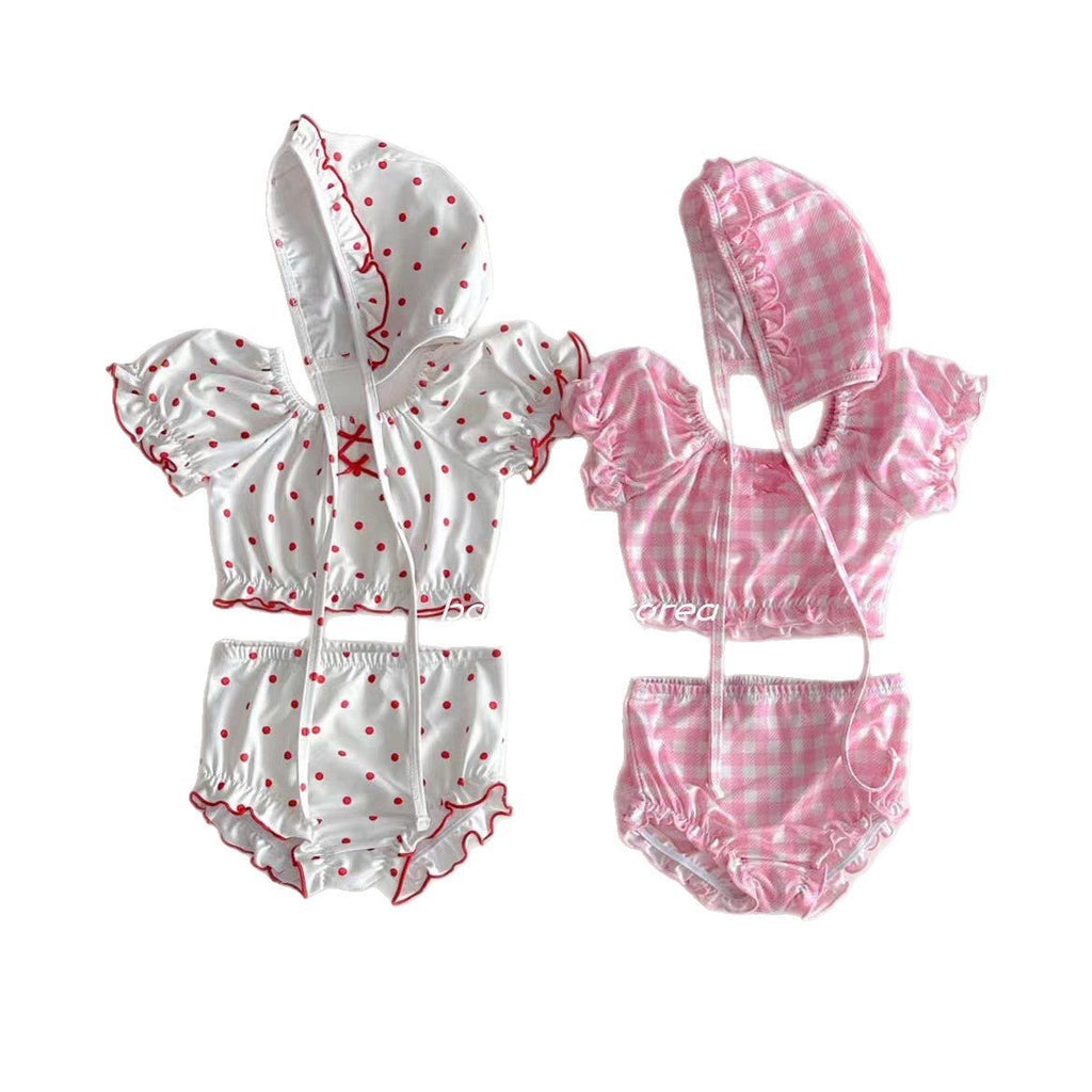 Short sleeved split swimsuit swim trunks swim caps - Outdoors & Sports Tinker Time