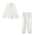 Single breasted lapel long sleeved shirt+long pants set for women - Outdoors & Sports Tinker Time