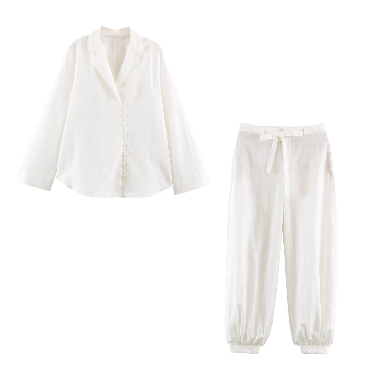 Single breasted lapel long sleeved shirt+long pants set for women - Outdoors & Sports Tinker Time