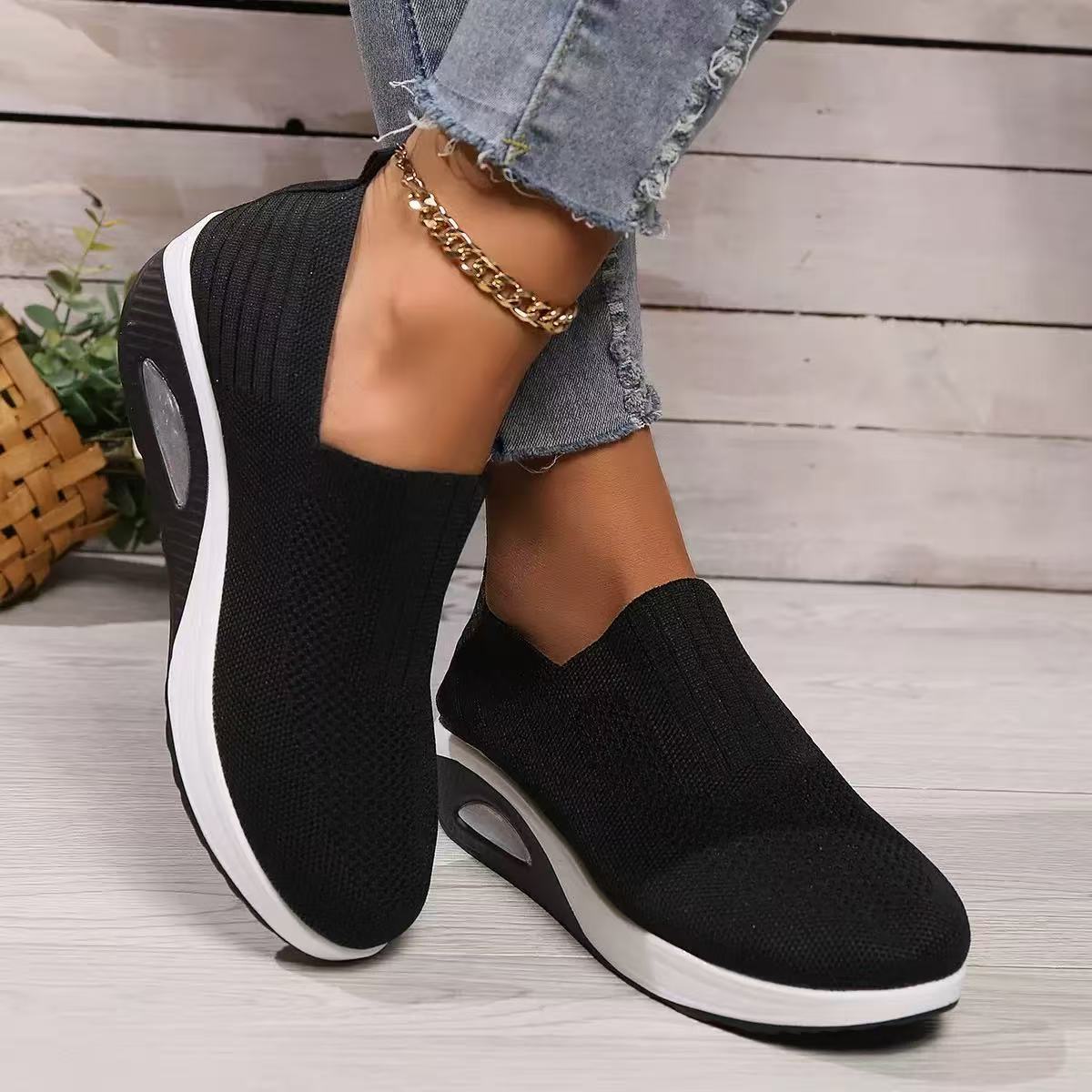 Slip-On Women's Shoes with Thick Air Flyknit Soft Sole - Outdoors & Sports Tinker Time