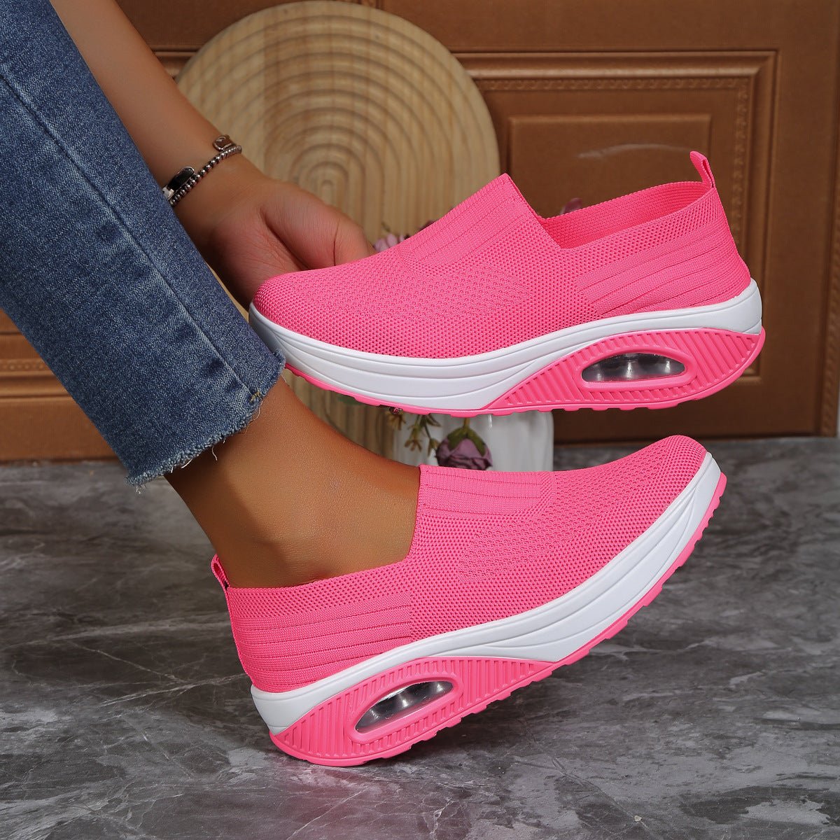 Slip-On Women's Shoes with Thick Air Flyknit Soft Sole - Outdoors & Sports Tinker Time