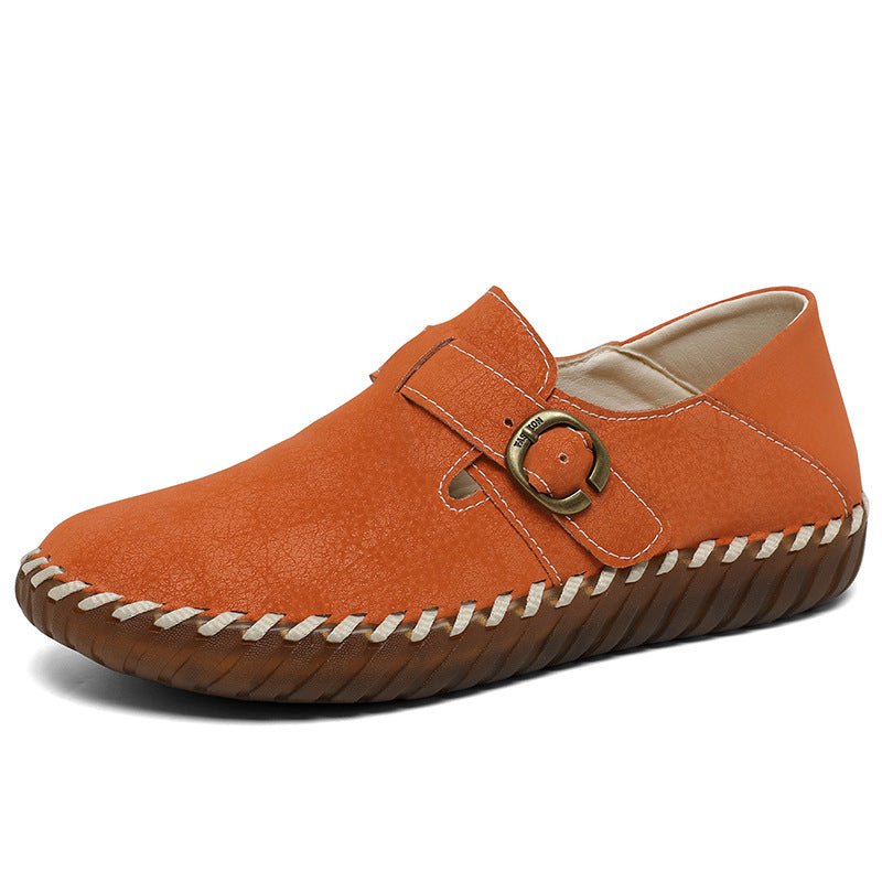 Soft Surface Top Layer Cowhide British Style Birkenstock Single Shoe Stitched Korean Version Comfortable Genuine Leather Women's Shoes - Outdoors & Sports Tinker Time