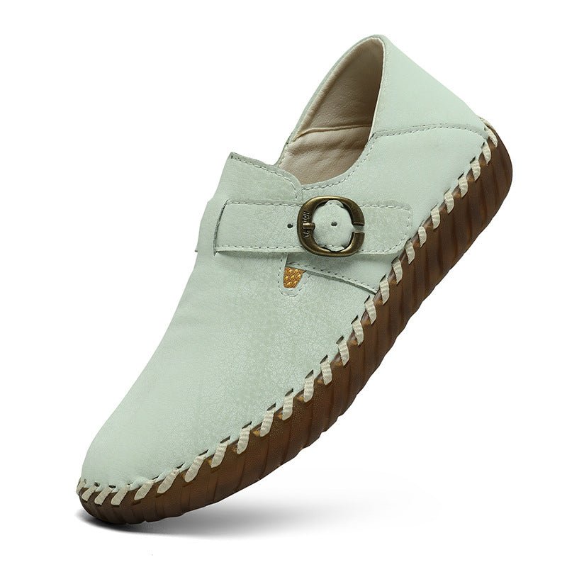 Soft Surface Top Layer Cowhide British Style Birkenstock Single Shoe Stitched Korean Version Comfortable Genuine Leather Women's Shoes - Outdoors & Sports Tinker Time
