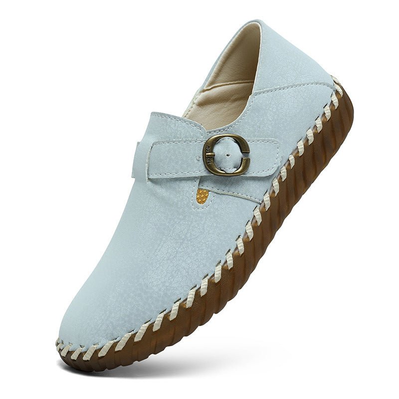 Soft Surface Top Layer Cowhide British Style Birkenstock Single Shoe Stitched Korean Version Comfortable Genuine Leather Women's Shoes - Outdoors & Sports Tinker Time