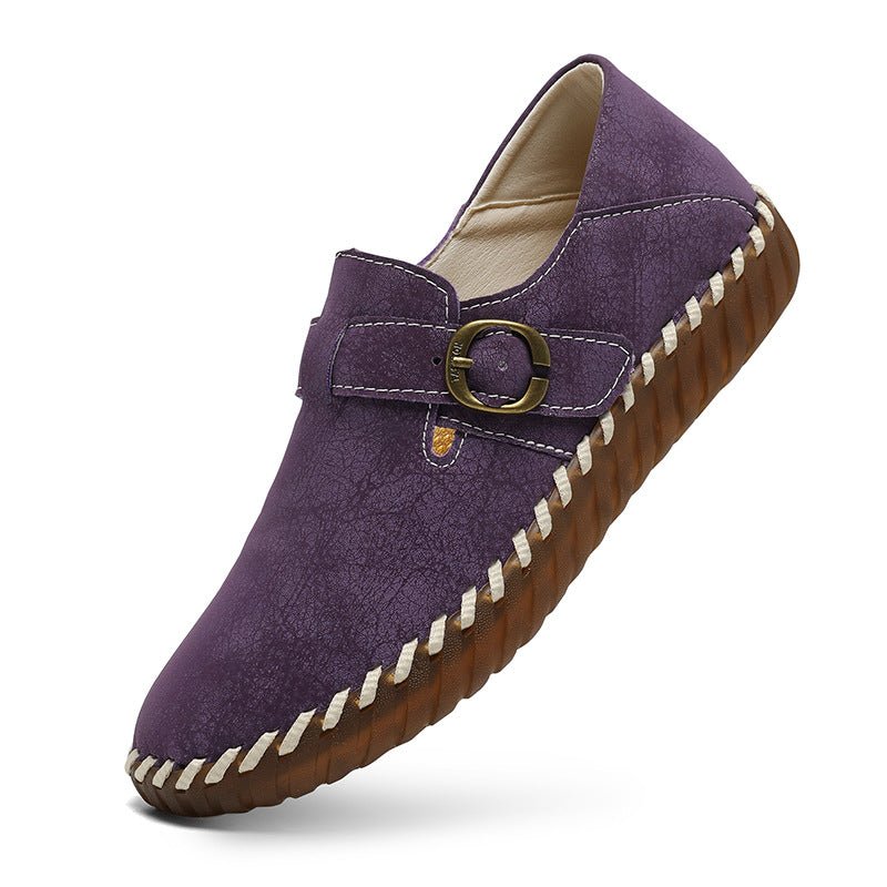 Soft Surface Top Layer Cowhide British Style Birkenstock Single Shoe Stitched Korean Version Comfortable Genuine Leather Women's Shoes - Outdoors & Sports Tinker Time