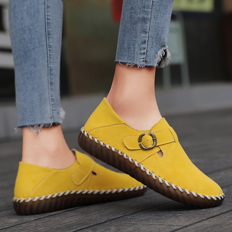 Soft Surface Top Layer Cowhide British Style Birkenstock Single Shoe Stitched Korean Version Comfortable Genuine Leather Women's Shoes - Outdoors & Sports Tinker Time