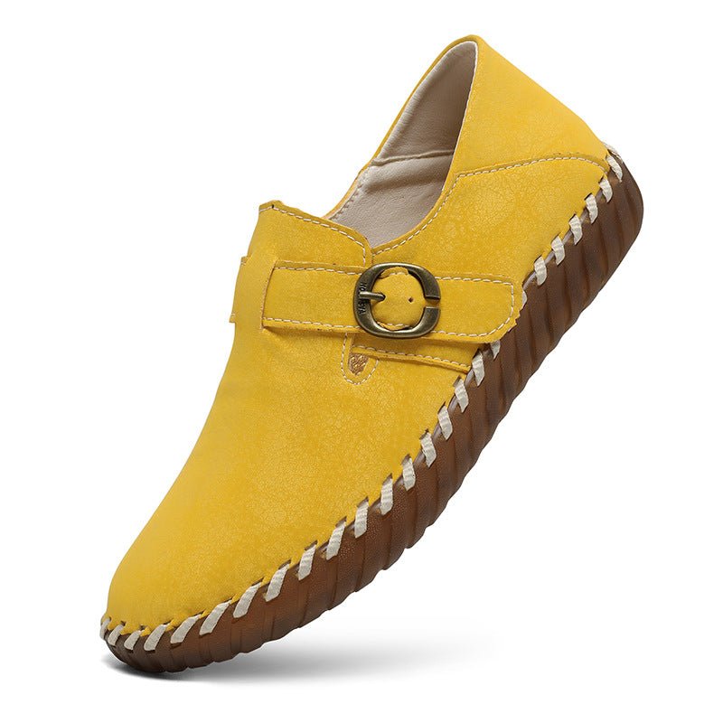 Soft Surface Top Layer Cowhide British Style Birkenstock Single Shoe Stitched Korean Version Comfortable Genuine Leather Women's Shoes - Outdoors & Sports Tinker Time