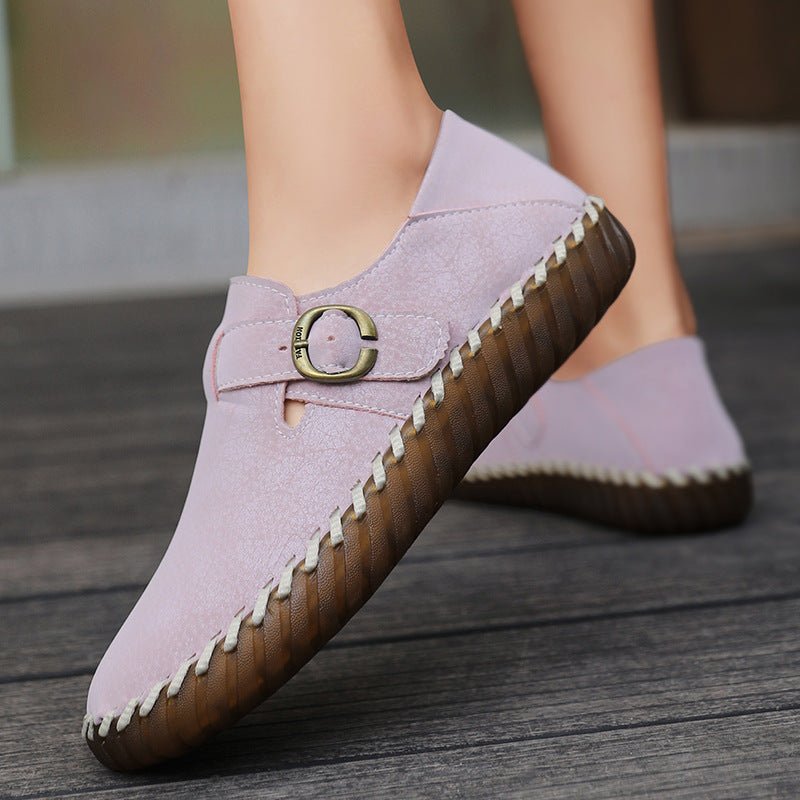 Soft Surface Top Layer Cowhide British Style Birkenstock Single Shoe Stitched Korean Version Comfortable Genuine Leather Women's Shoes - Outdoors & Sports Tinker Time