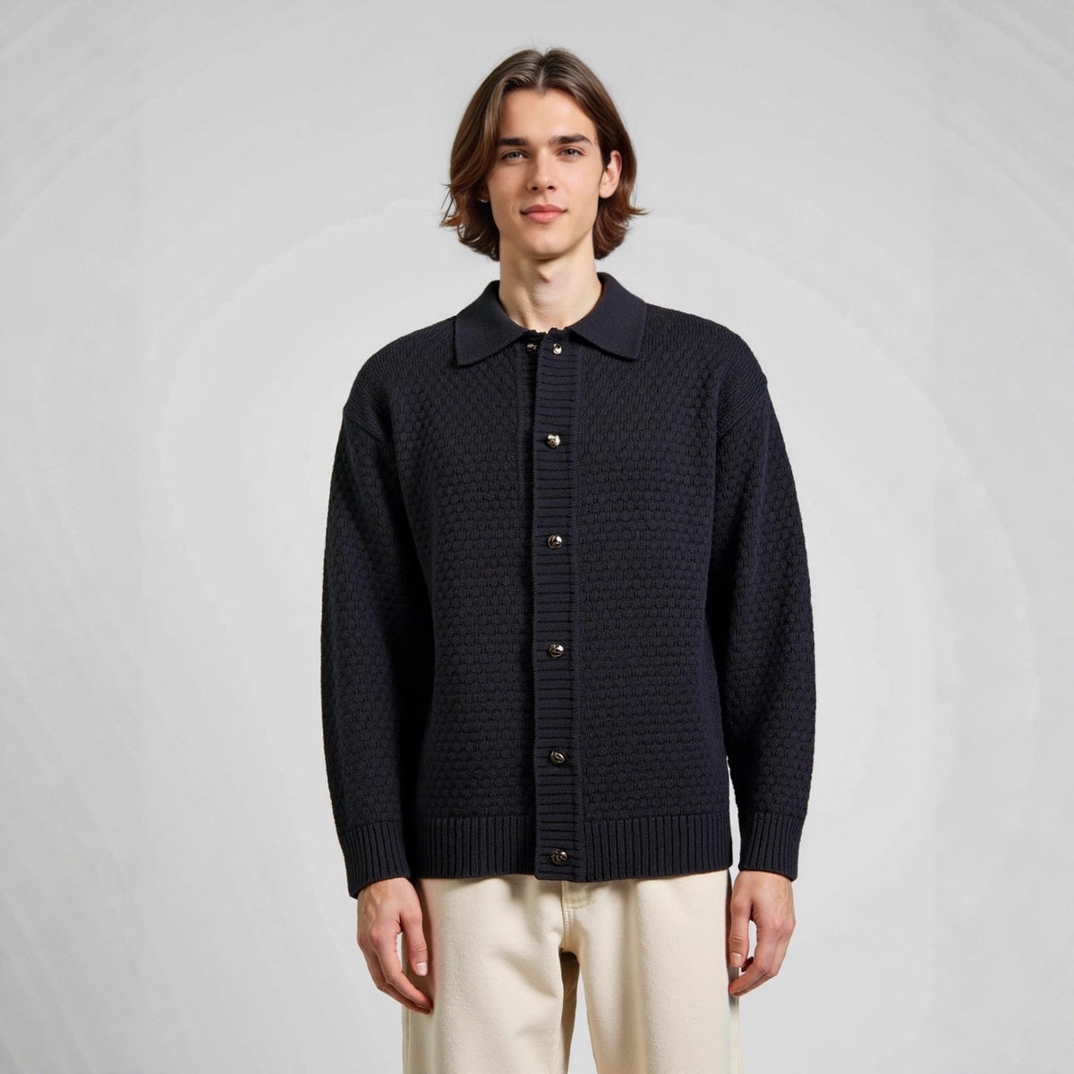 Solid color lapel loose sweater - Outdoors & Sports Tinker Time