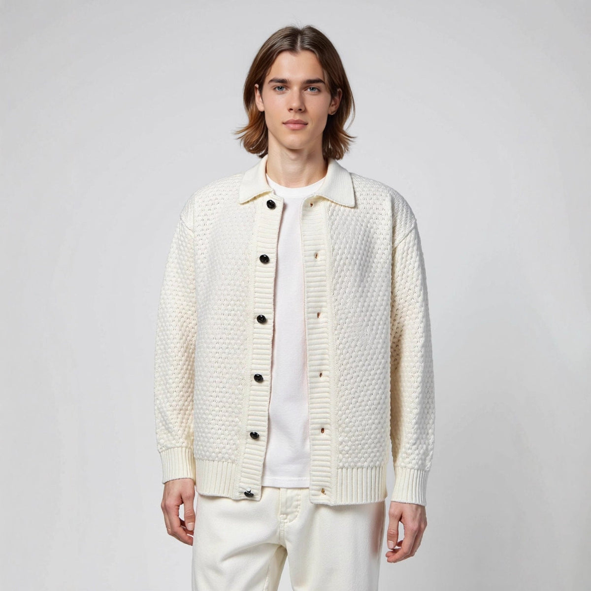 Solid color lapel loose sweater - Outdoors & Sports Tinker Time