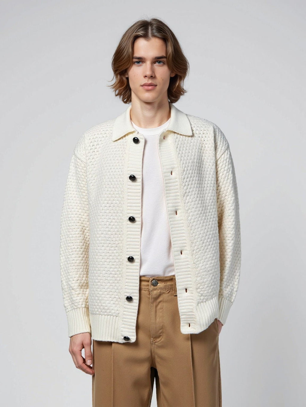 Solid color lapel loose sweater - Outdoors & Sports Tinker Time