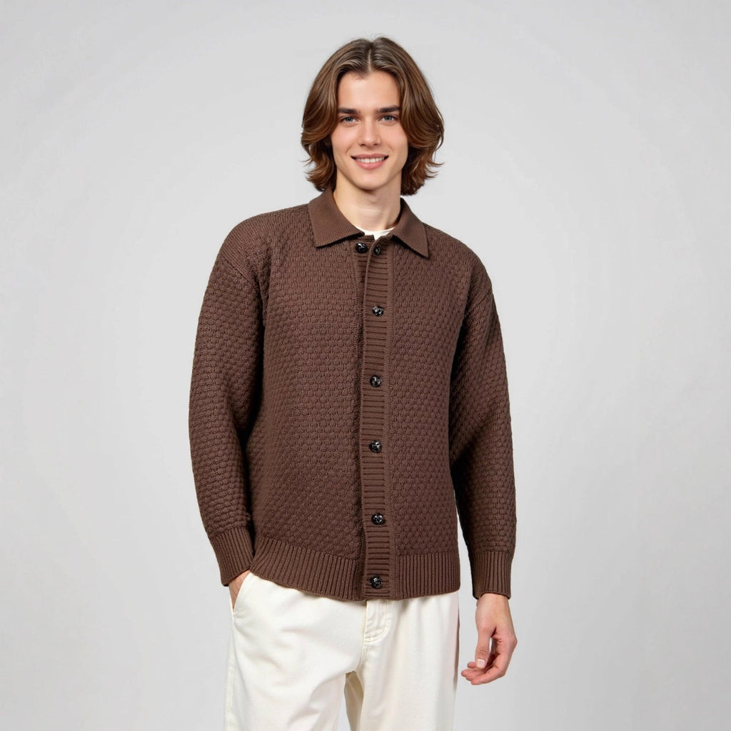 Solid color lapel loose sweater - Outdoors & Sports Tinker Time