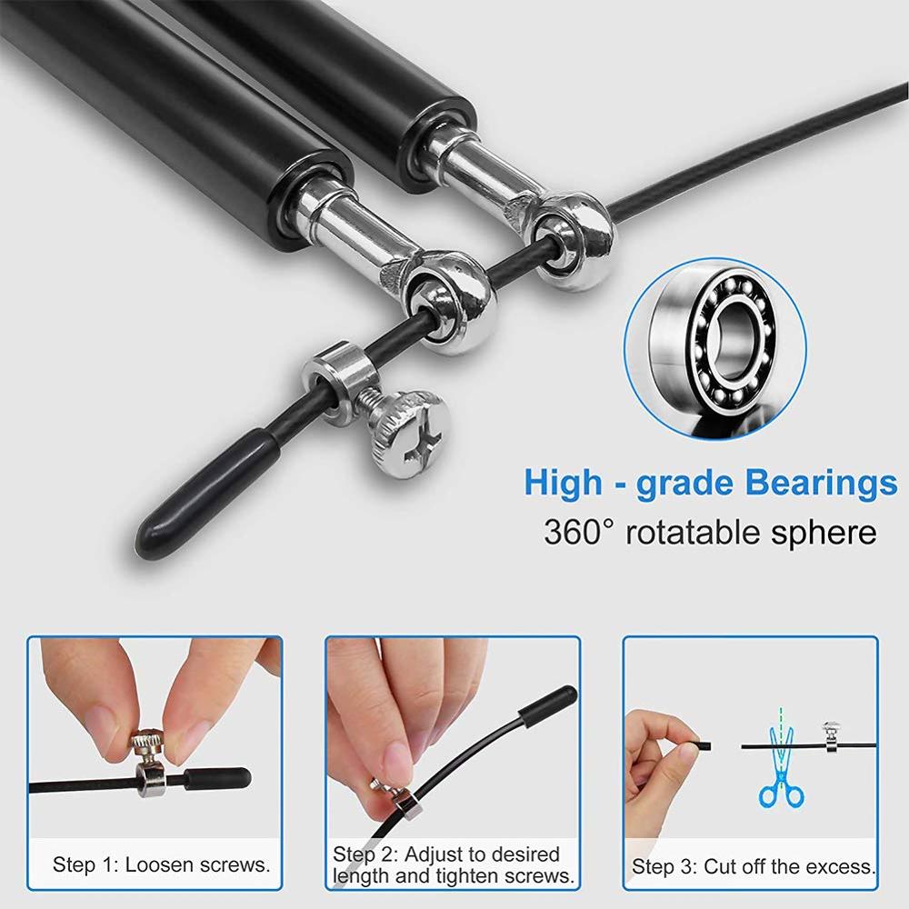 Speed Jump Rope Fitness Skipping Ropes Exercise Adjustable Workout Boxing MMA Training Crossfit Men Women Kids Gym Equipment - Outdoors & Sports Tinker Time
