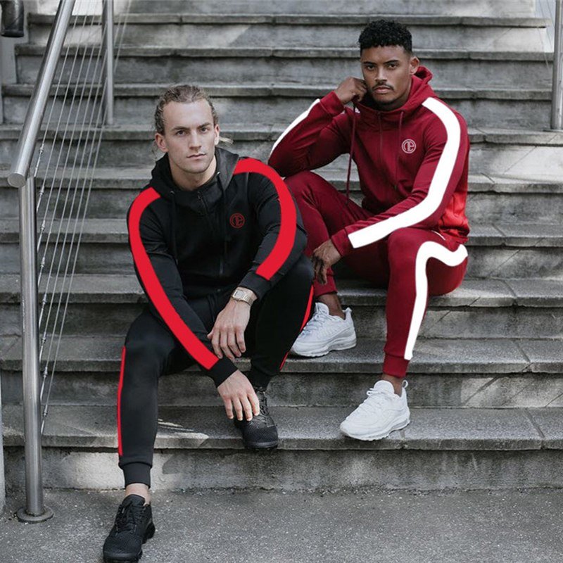 Sport Man Tracksuit Running Gym Men Set Sport Clothing Set Joggers Fitness Bodybuilding Sports Suits Mens Hoodie+Pants Suit Men - Outdoors & Sports Tinker Time