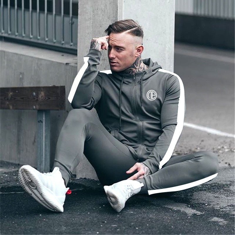 Sport Man Tracksuit Running Gym Men Set Sport Clothing Set Joggers Fitness Bodybuilding Sports Suits Mens Hoodie+Pants Suit Men - Outdoors & Sports Tinker Time