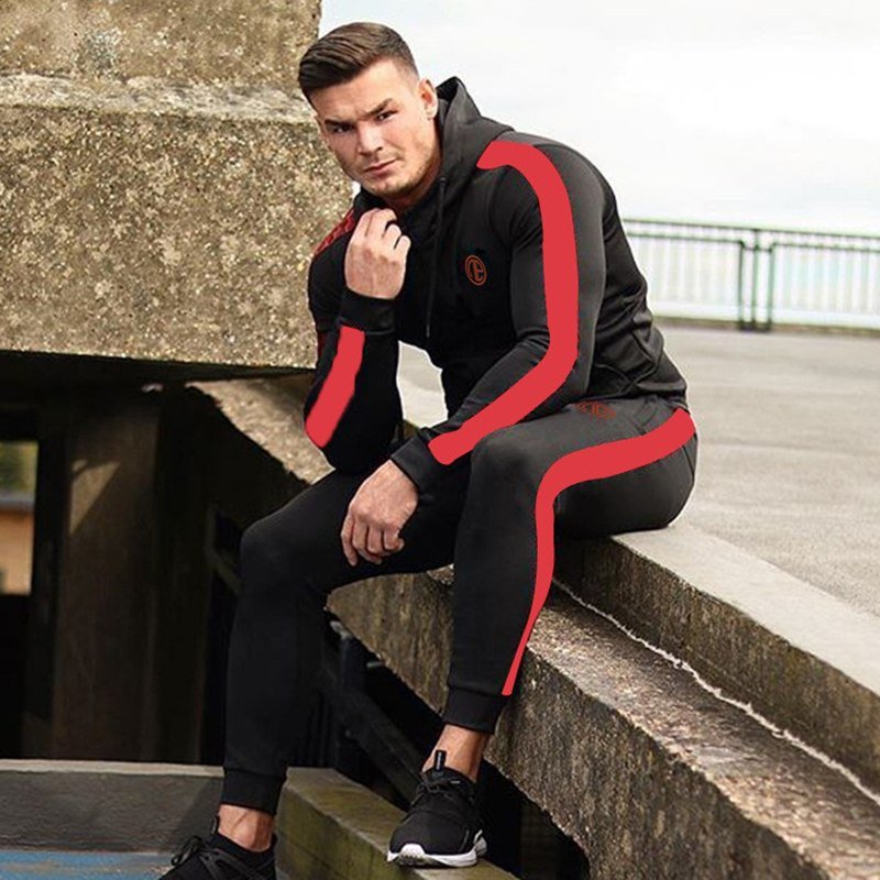 Sport Man Tracksuit Running Gym Men Set Sport Clothing Set Joggers Fitness Bodybuilding Sports Suits Mens Hoodie+Pants Suit Men - Outdoors & Sports Tinker Time