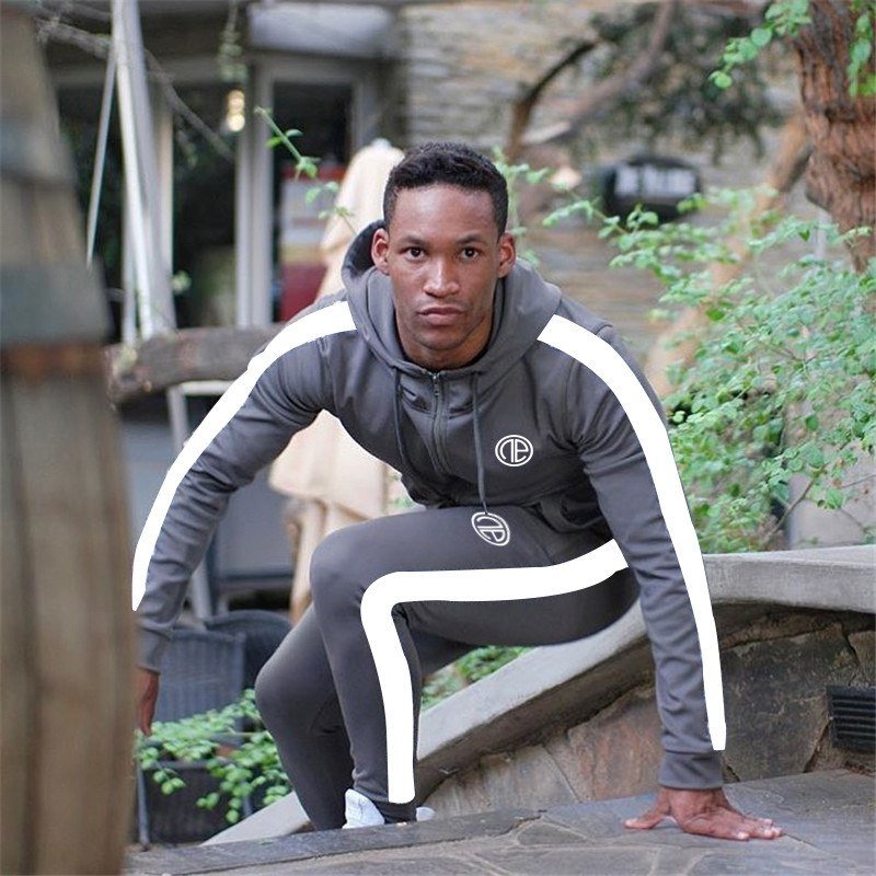 Sport Man Tracksuit Running Gym Men Set Sport Clothing Set Joggers Fitness Bodybuilding Sports Suits Mens Hoodie+Pants Suit Men - Outdoors & Sports Tinker Time