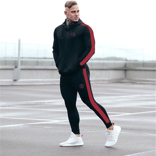 Sport Man Tracksuit Running Gym Men Set Sport Clothing Set Joggers Fitness Bodybuilding Sports Suits Mens Hoodie+Pants Suit Men - Outdoors & Sports Tinker Time