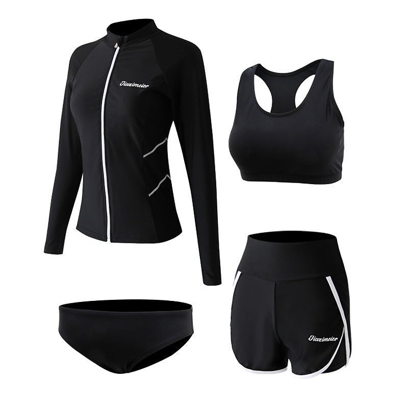 Sporty Long Sleeve Quick-Dry Sun Protection Swimwear Set for Women - Outdoors & Sports Tinker Time