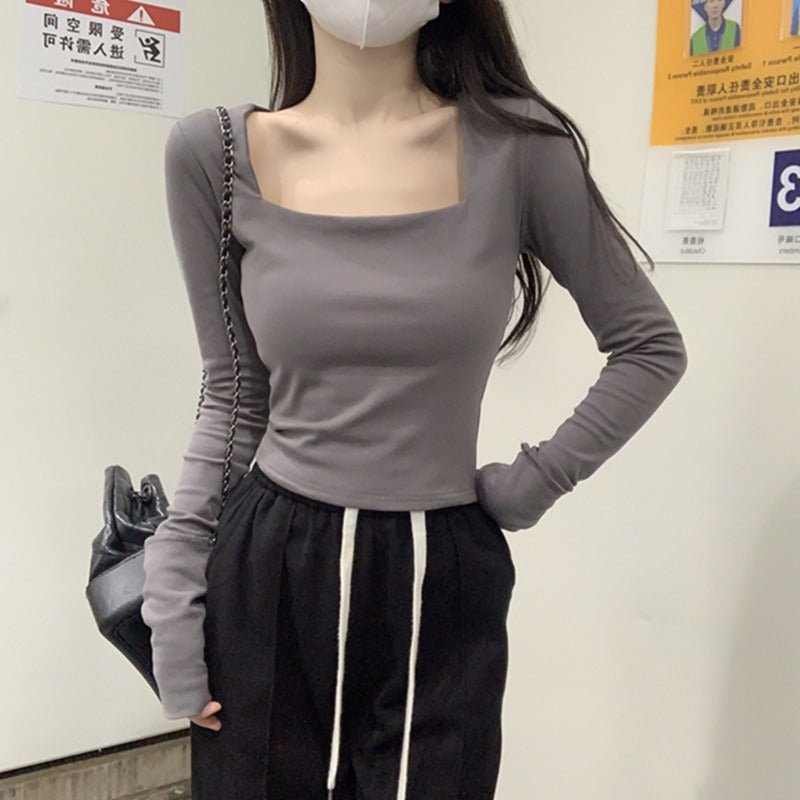 Square Neck Fitted Long Sleeve Innerwear Top for Women - Outdoors & Sports Tinker Time