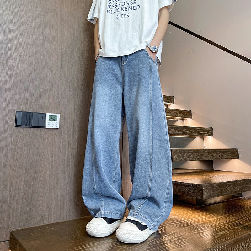 Streetwear Men's Loose Wide Leg Washed Straight Jeans - Outdoors & Sports Tinker Time