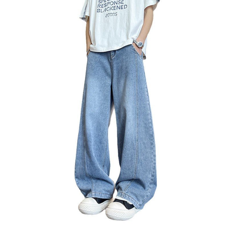 Streetwear Men's Loose Wide Leg Washed Straight Jeans - Outdoors & Sports Tinker Time