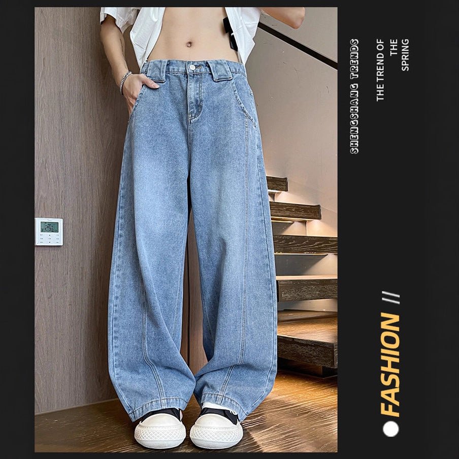 Streetwear Men's Loose Wide Leg Washed Straight Jeans - Outdoors & Sports Tinker Time