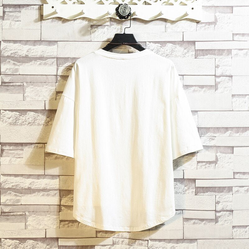 Streetwear Summer Cotton T Shirt Men Short Sleeve Casual Mens T Shirts Solid Tee Shirt Homme - Outdoors & Sports Tinker Time