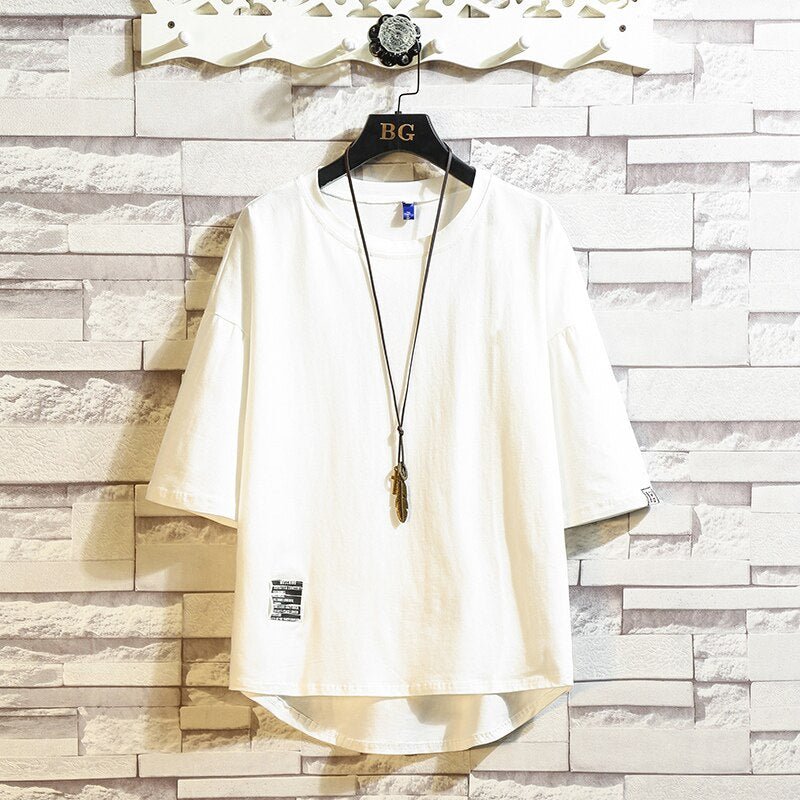 Streetwear Summer Cotton T Shirt Men Short Sleeve Casual Mens T Shirts Solid Tee Shirt Homme - Outdoors & Sports Tinker Time