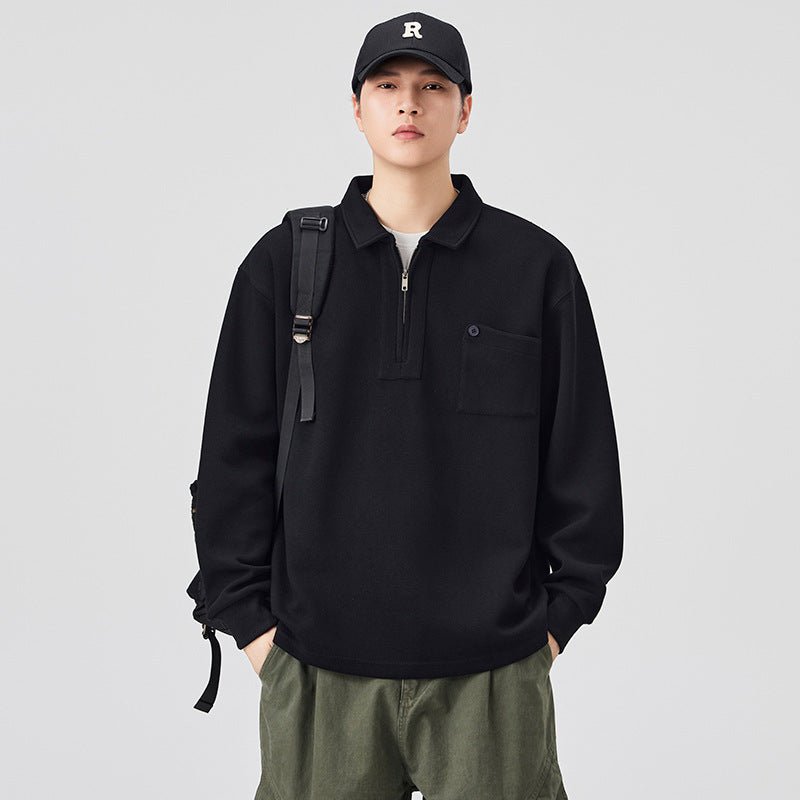 Style Long Sleeve Half Zip Collar Polo Shirt - Outdoors & Sports Tinker Time
