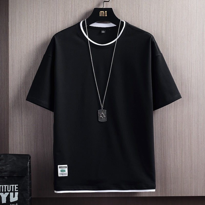 Summer Mens Casual T-Shirts New Male Solid Color Short Sleeve T Shirts Men Loose Tops Tees Harajuku Sportswear Tracksuit Clothes - Outdoors & Sports Tinker Time
